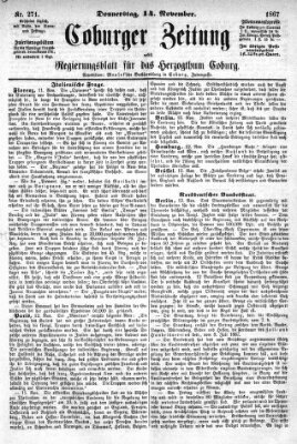 Coburger Zeitung Donnerstag 14. November 1867