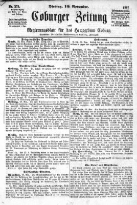 Coburger Zeitung Dienstag 19. November 1867