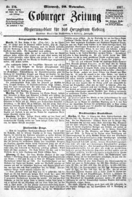 Coburger Zeitung Mittwoch 20. November 1867