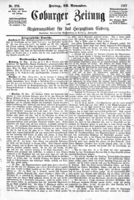 Coburger Zeitung Freitag 22. November 1867