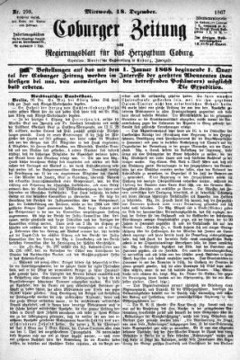 Coburger Zeitung Mittwoch 18. Dezember 1867