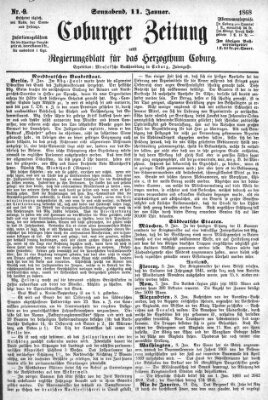 Coburger Zeitung Samstag 11. Januar 1868