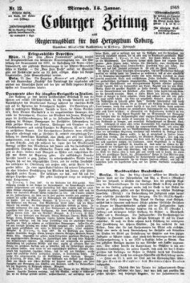 Coburger Zeitung Mittwoch 15. Januar 1868