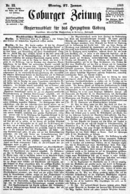 Coburger Zeitung Montag 27. Januar 1868