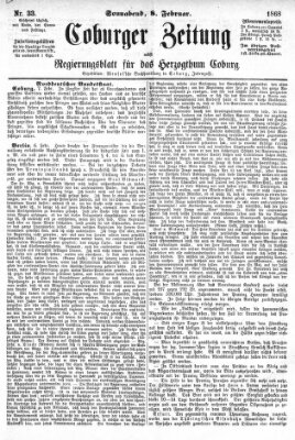 Coburger Zeitung Samstag 8. Februar 1868