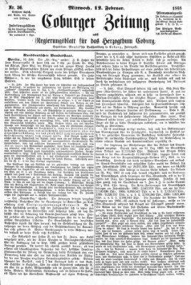 Coburger Zeitung Mittwoch 12. Februar 1868