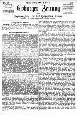 Coburger Zeitung Donnerstag 20. Februar 1868