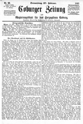 Coburger Zeitung Donnerstag 27. Februar 1868