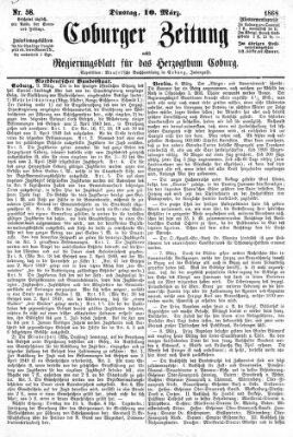 Coburger Zeitung Dienstag 10. März 1868