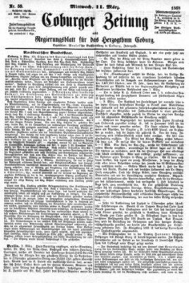 Coburger Zeitung Mittwoch 11. März 1868