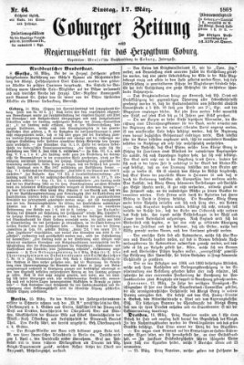 Coburger Zeitung Dienstag 17. März 1868