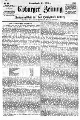 Coburger Zeitung Samstag 21. März 1868