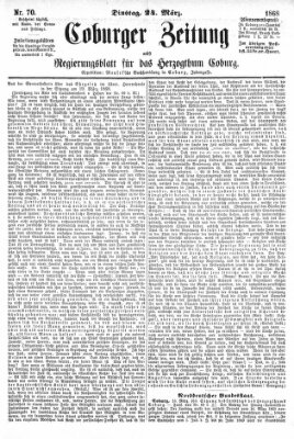 Coburger Zeitung Dienstag 24. März 1868