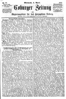 Coburger Zeitung Mittwoch 1. April 1868