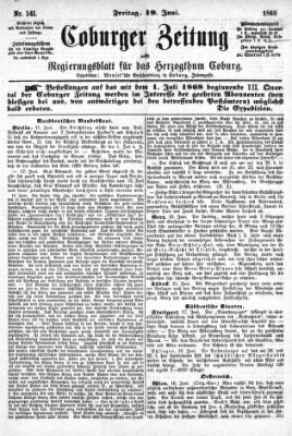 Coburger Zeitung Freitag 19. Juni 1868