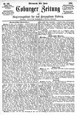 Coburger Zeitung Mittwoch 24. Juni 1868