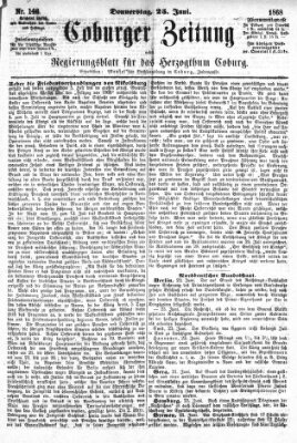 Coburger Zeitung Donnerstag 25. Juni 1868