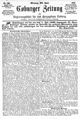 Coburger Zeitung Montag 29. Juni 1868