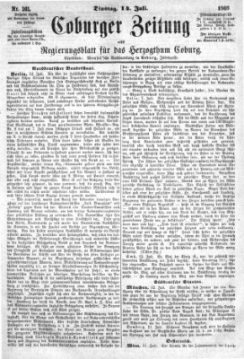 Coburger Zeitung Dienstag 14. Juli 1868