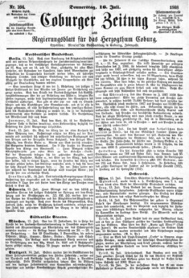 Coburger Zeitung Donnerstag 16. Juli 1868