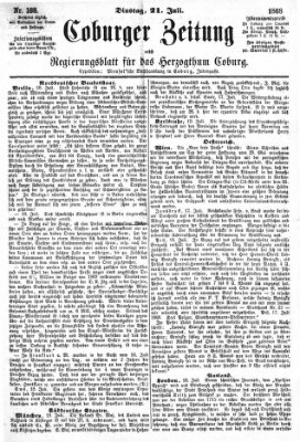 Coburger Zeitung Dienstag 21. Juli 1868