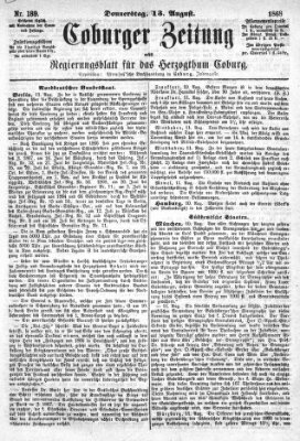 Coburger Zeitung Donnerstag 13. August 1868