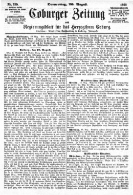 Coburger Zeitung Donnerstag 20. August 1868