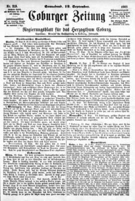 Coburger Zeitung Samstag 12. September 1868