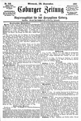 Coburger Zeitung Mittwoch 16. September 1868