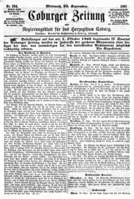 Coburger Zeitung Mittwoch 23. September 1868