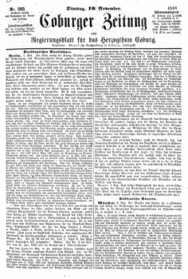 Coburger Zeitung Dienstag 10. November 1868