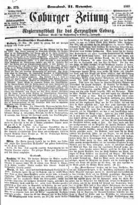 Coburger Zeitung Samstag 21. November 1868