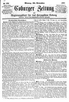 Coburger Zeitung Montag 23. November 1868