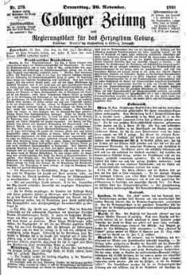 Coburger Zeitung Donnerstag 26. November 1868