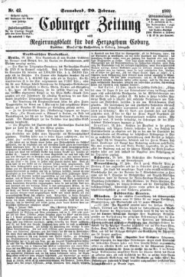 Coburger Zeitung Samstag 20. Februar 1869