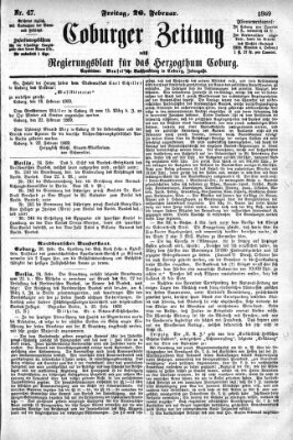 Coburger Zeitung Freitag 26. Februar 1869