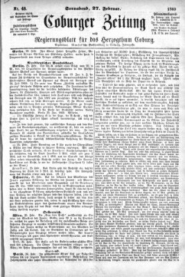 Coburger Zeitung Samstag 27. Februar 1869
