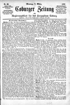 Coburger Zeitung Montag 1. März 1869