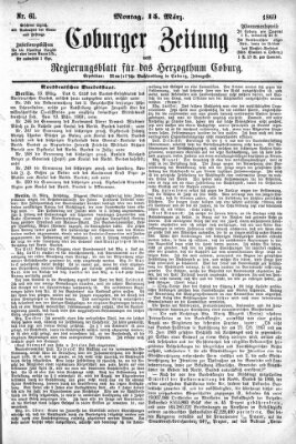 Coburger Zeitung Montag 15. März 1869