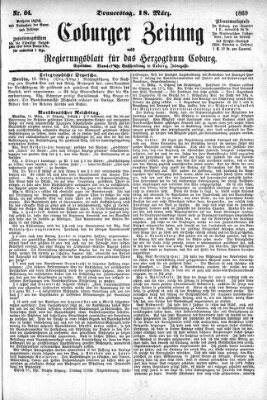 Coburger Zeitung Donnerstag 18. März 1869