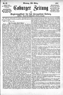 Coburger Zeitung Montag 22. März 1869