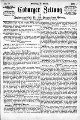 Coburger Zeitung Montag 5. April 1869