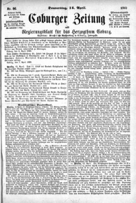 Coburger Zeitung Donnerstag 15. April 1869