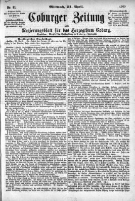 Coburger Zeitung Mittwoch 21. April 1869