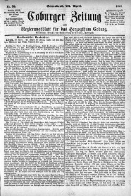 Coburger Zeitung Samstag 24. April 1869