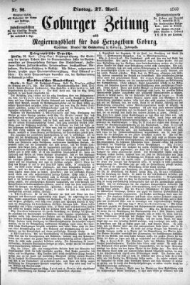 Coburger Zeitung Dienstag 27. April 1869