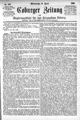 Coburger Zeitung Mittwoch 2. Juni 1869