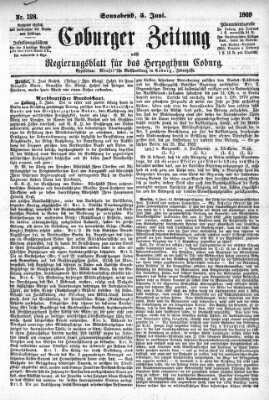 Coburger Zeitung Samstag 5. Juni 1869