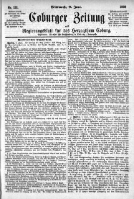 Coburger Zeitung Mittwoch 9. Juni 1869