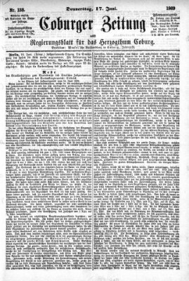 Coburger Zeitung Donnerstag 17. Juni 1869